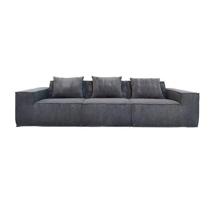 Canapé compressible en velours tricoté – Vue de face, design minimaliste et moderne
